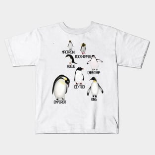 Labeled Antarctic Penguins Kids T-Shirt